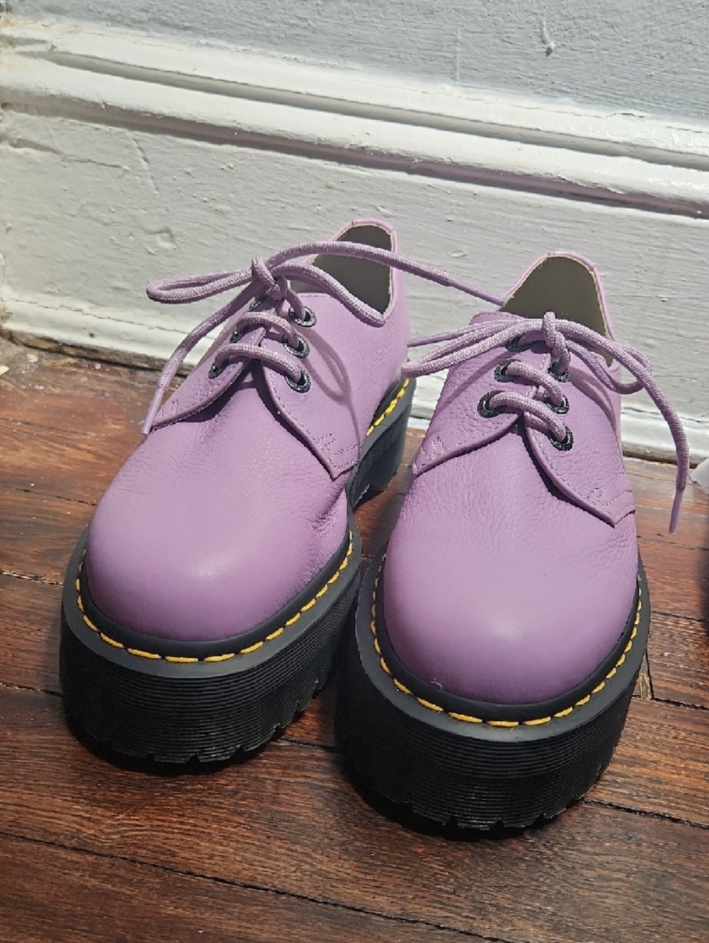 Dr. Martens Lilac Leather Platform Lace-Up Shoes - Picture 2 of 5